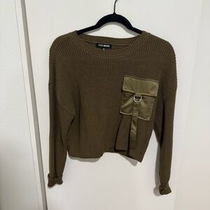 Steve Madden Madison Satin-Pocket Sweater